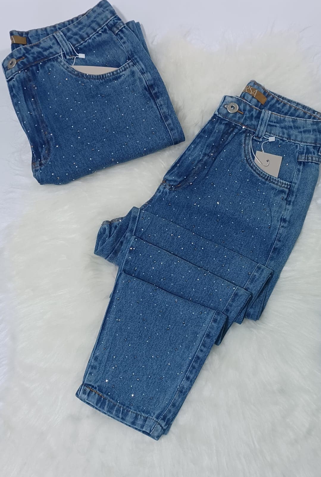 Calça Jeans Mom Strass 3